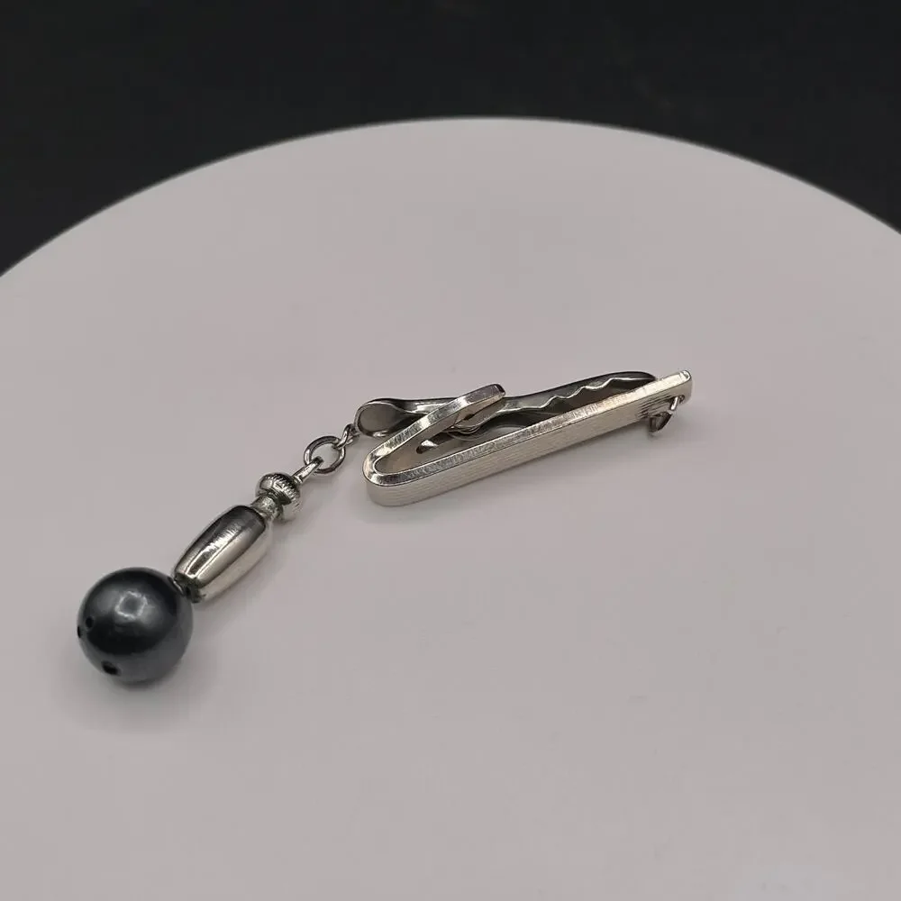 Vintage Silver Tone Jockey Riding Whip Tie Clip Bar Equestrian Horse Racing